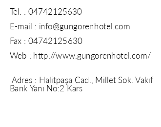 Gngren Hotel iletiim bilgileri